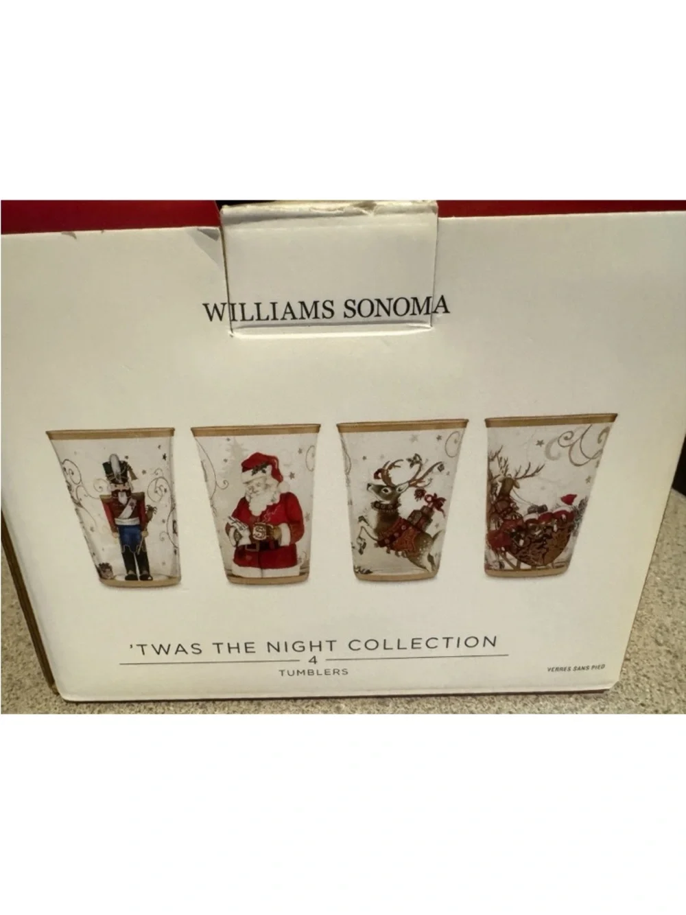 New William Sonoma 'Twas the Night Before Christmas Collection 4 Tumblers Santa